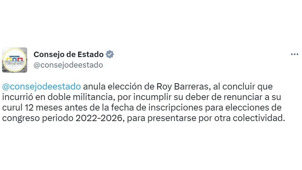 Roy Barreras anuló elección